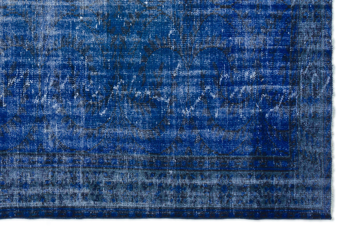 Blue Over Dyed Vintage Rug 6&#39;0&#39;&#39; x 8&#39;12&#39;&#39; ft 184 x 274 cm