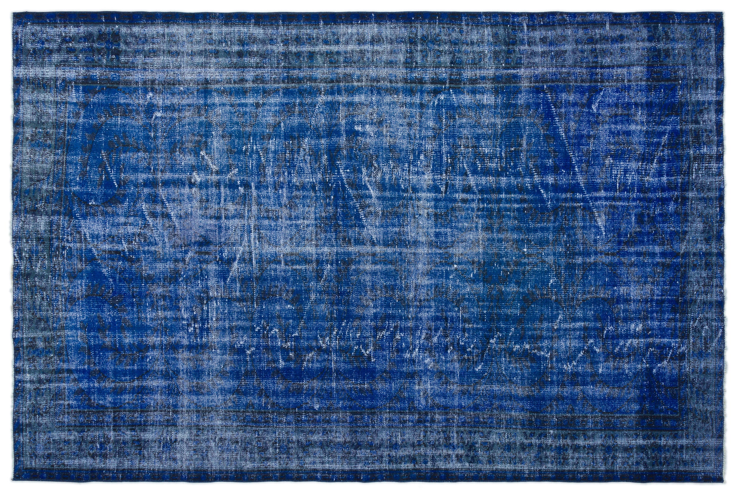 Blue Over Dyed Vintage Rug 6'0'' x 8'12'' ft 184 x 274 cm