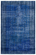 Blue Over Dyed Vintage Rug 6'0'' x 8'12'' ft 184 x 274 cm