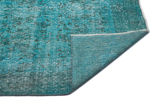 Turquoise  Over Dyed Vintage Rug 6'11'' x 10'1'' ft 210 x 307 cm