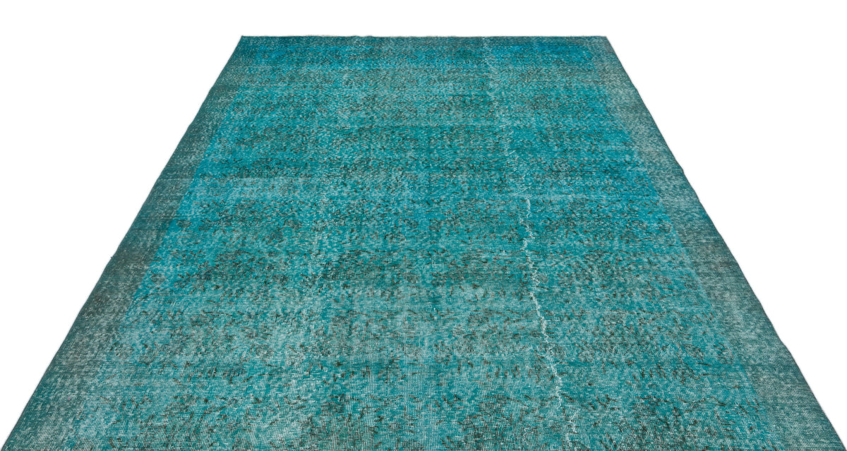 Turquoise  Over Dyed Vintage Rug 6'11'' x 10'1'' ft 210 x 307 cm