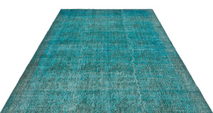 Turquoise  Over Dyed Vintage Rug 6'11'' x 10'1'' ft 210 x 307 cm