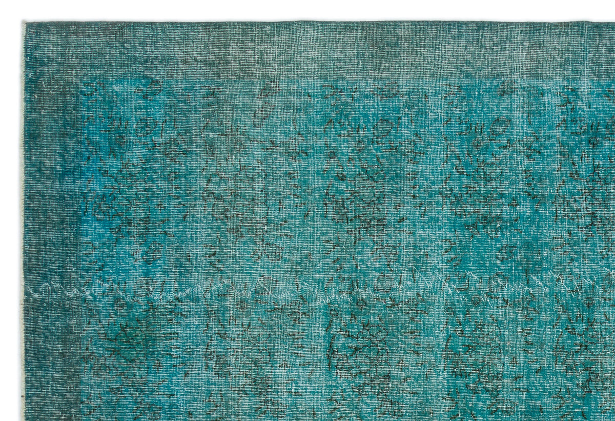 Turquoise  Over Dyed Vintage Rug 6'11'' x 10'1'' ft 210 x 307 cm