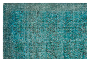 Turquoise  Over Dyed Vintage Rug 6'11'' x 10'1'' ft 210 x 307 cm