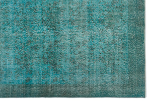 Turquoise  Over Dyed Vintage Rug 6'11'' x 10'1'' ft 210 x 307 cm