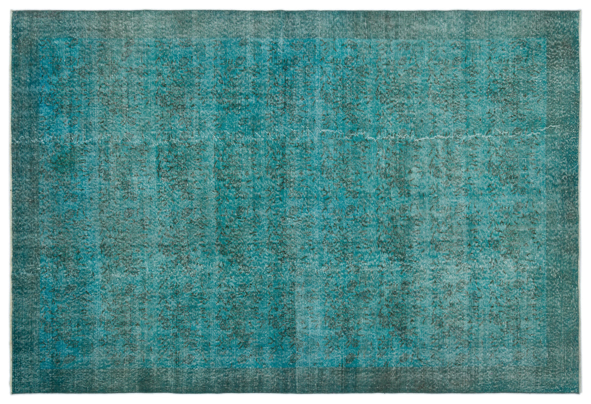 Turquoise  Over Dyed Vintage Rug 6'11'' x 10'1'' ft 210 x 307 cm