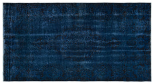 Blue Over Dyed Vintage Rug 5'0'' x 9'4'' ft 153 x 285 cm