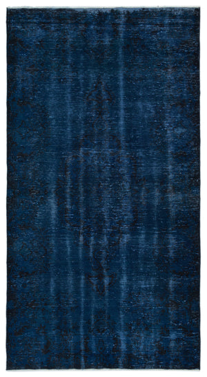 Blue Over Dyed Vintage Rug 5'0'' x 9'4'' ft 153 x 285 cm