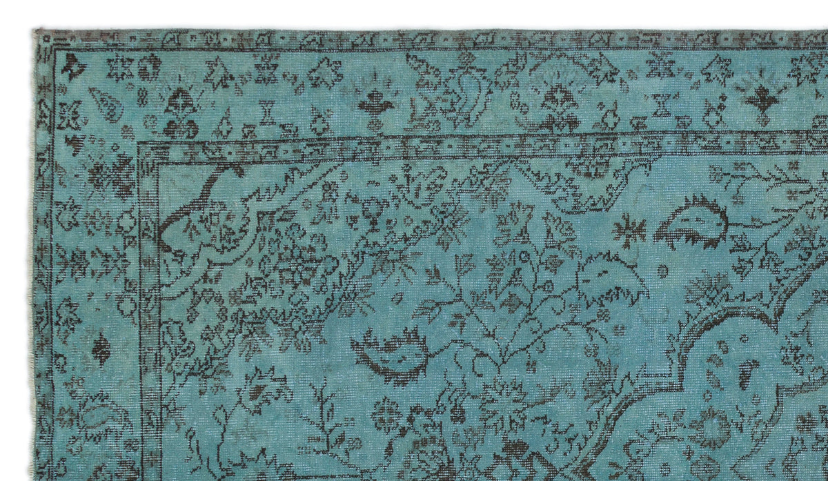 Turquoise  Over Dyed Vintage Rug 5&#39;5&#39;&#39; x 9&#39;5&#39;&#39; ft 165 x 288 cm