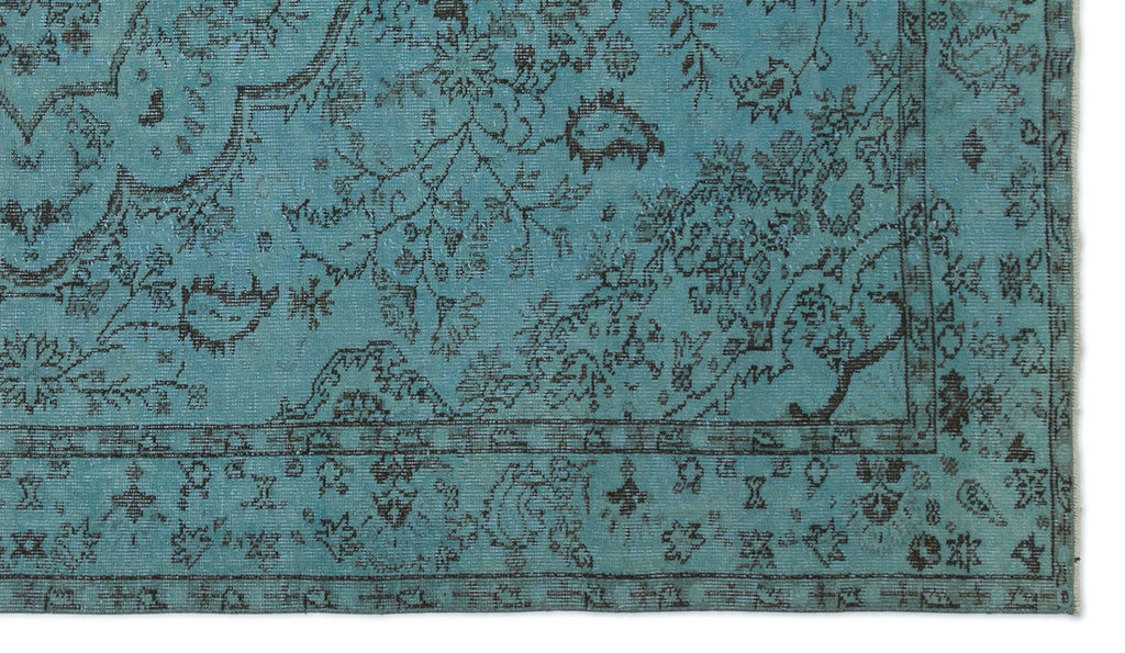 Turquoise  Over Dyed Vintage Rug 5'5'' x 9'5'' ft 165 x 288 cm