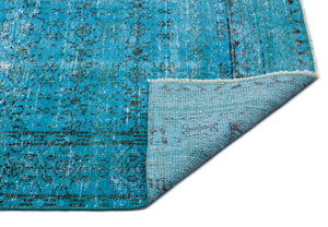 Turquoise  Over Dyed Vintage Rug 6'7'' x 9'5'' ft 200 x 287 cm
