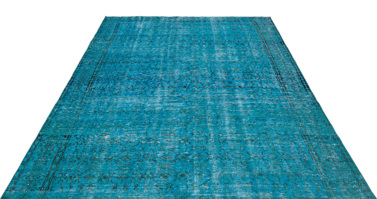 Turquoise  Over Dyed Vintage Rug 6&#39;7&#39;&#39; x 9&#39;5&#39;&#39; ft 200 x 287 cm