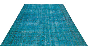 Turquoise  Over Dyed Vintage Rug 6'7'' x 9'5'' ft 200 x 287 cm