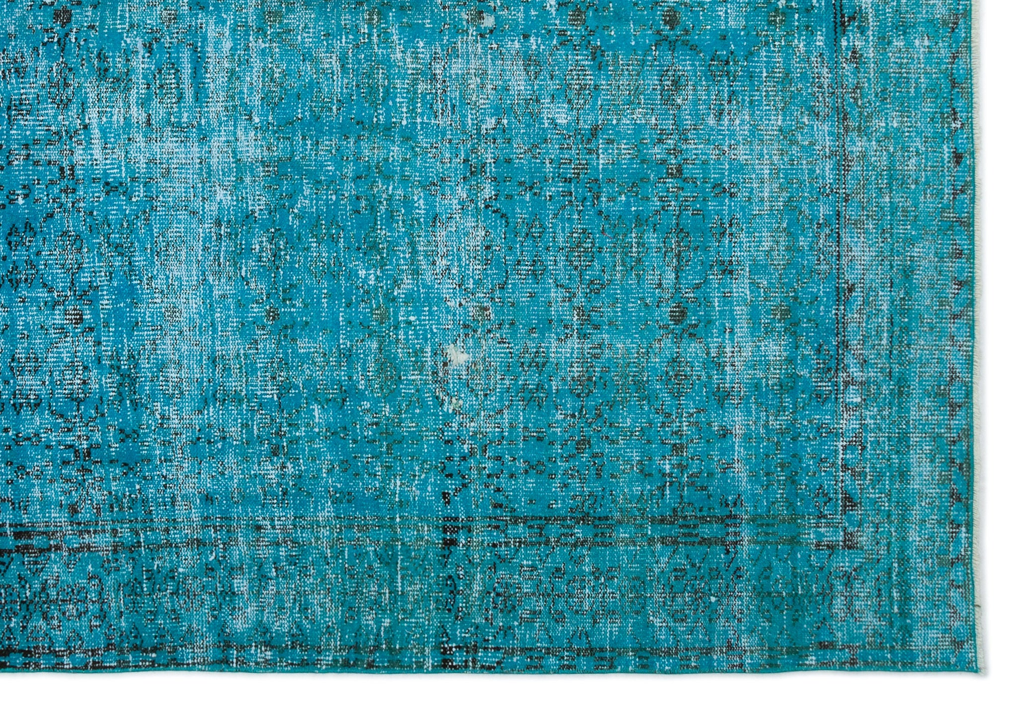 Turquoise  Over Dyed Vintage Rug 6'7'' x 9'5'' ft 200 x 287 cm