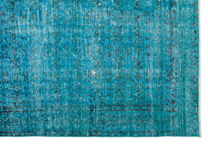 Turquoise  Over Dyed Vintage Rug 6'7'' x 9'5'' ft 200 x 287 cm