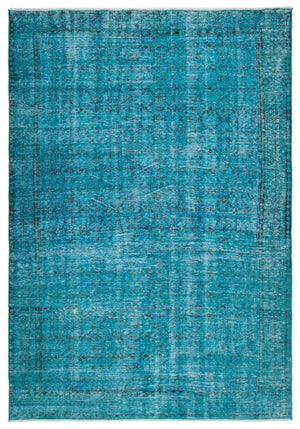 Turquoise  Over Dyed Vintage Rug 6'7'' x 9'5'' ft 200 x 287 cm
