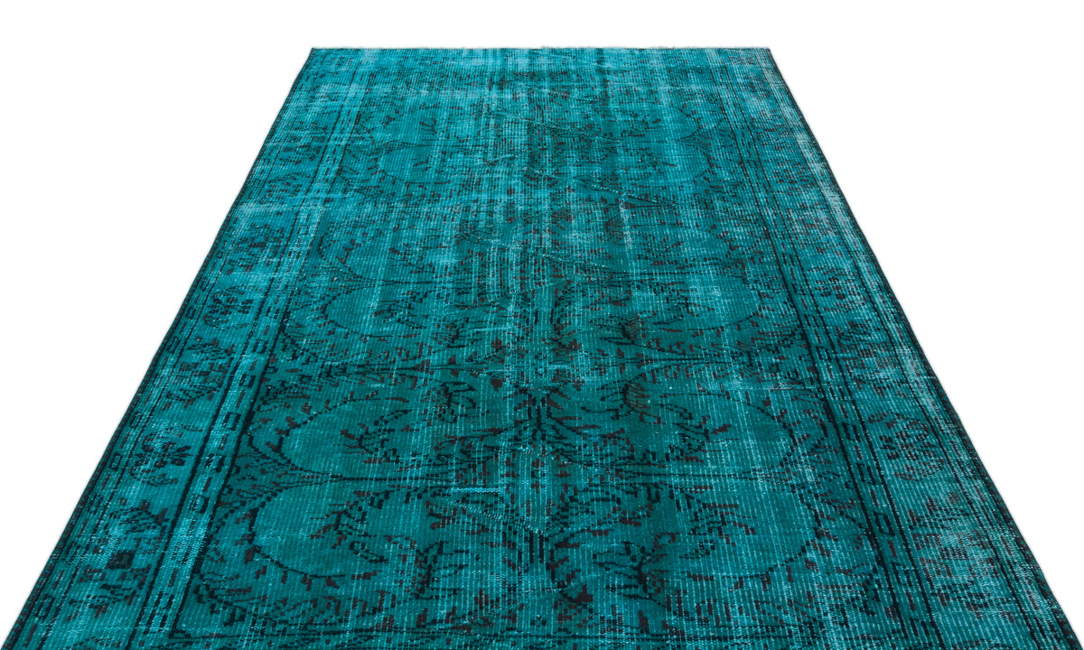 Turquoise  Over Dyed Vintage Rug 5&#39;7&#39;&#39; x 8&#39;5&#39;&#39; ft 169 x 257 cm