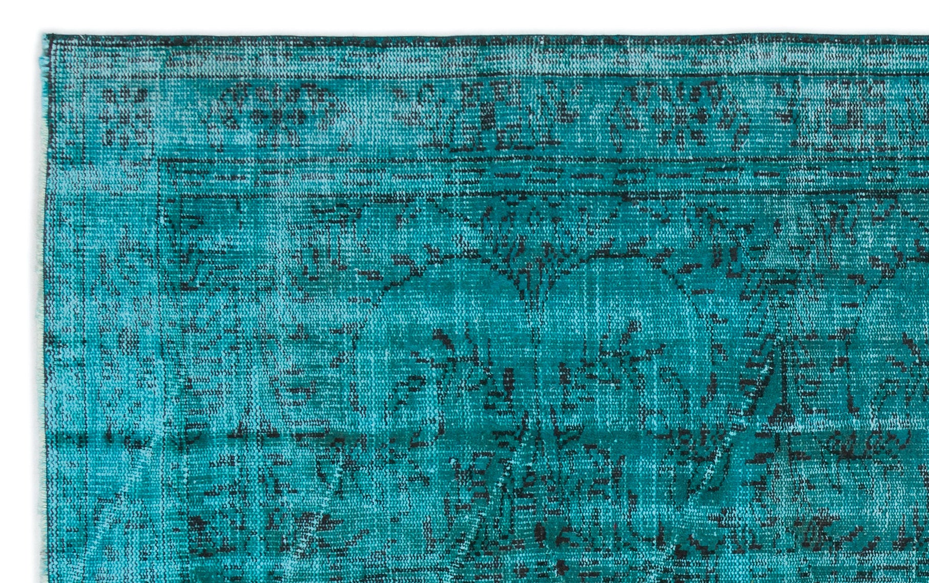 Turquoise  Over Dyed Vintage Rug 5'7'' x 8'5'' ft 169 x 257 cm