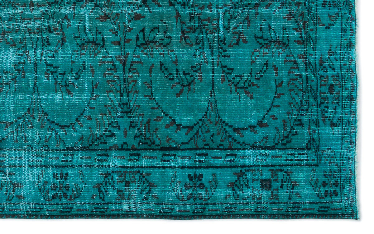 Turquoise  Over Dyed Vintage Rug 5&#39;7&#39;&#39; x 8&#39;5&#39;&#39; ft 169 x 257 cm