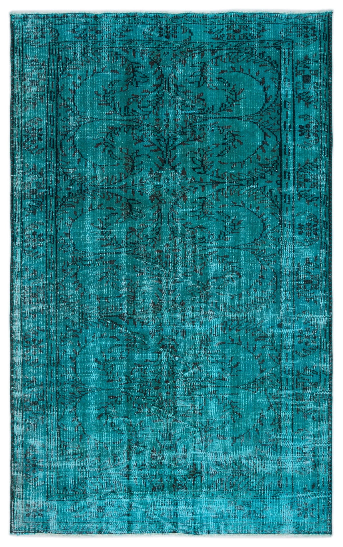 Turquoise  Over Dyed Vintage Rug 5&#39;7&#39;&#39; x 8&#39;5&#39;&#39; ft 169 x 257 cm