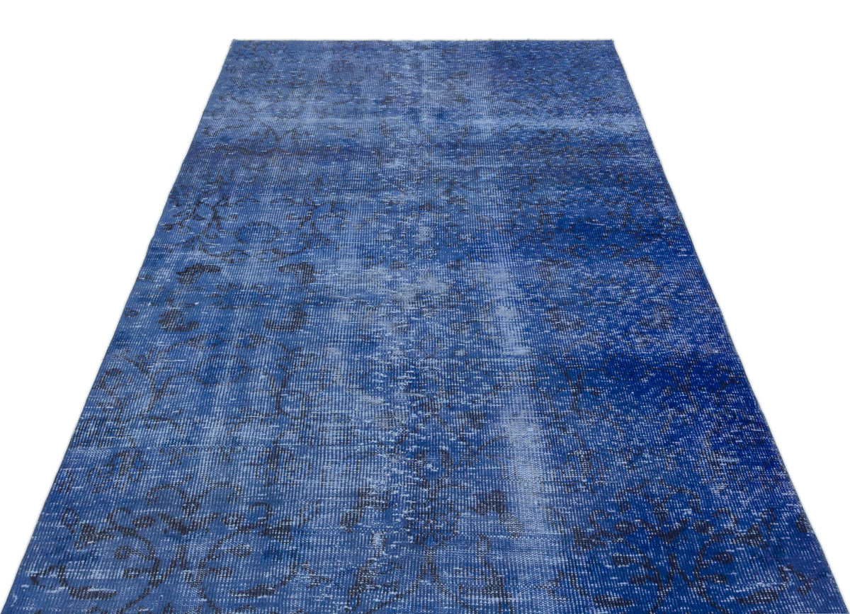 Blue Over Dyed Vintage Rug 4&#39;7&#39;&#39; x 7&#39;9&#39;&#39; ft 140 x 236 cm