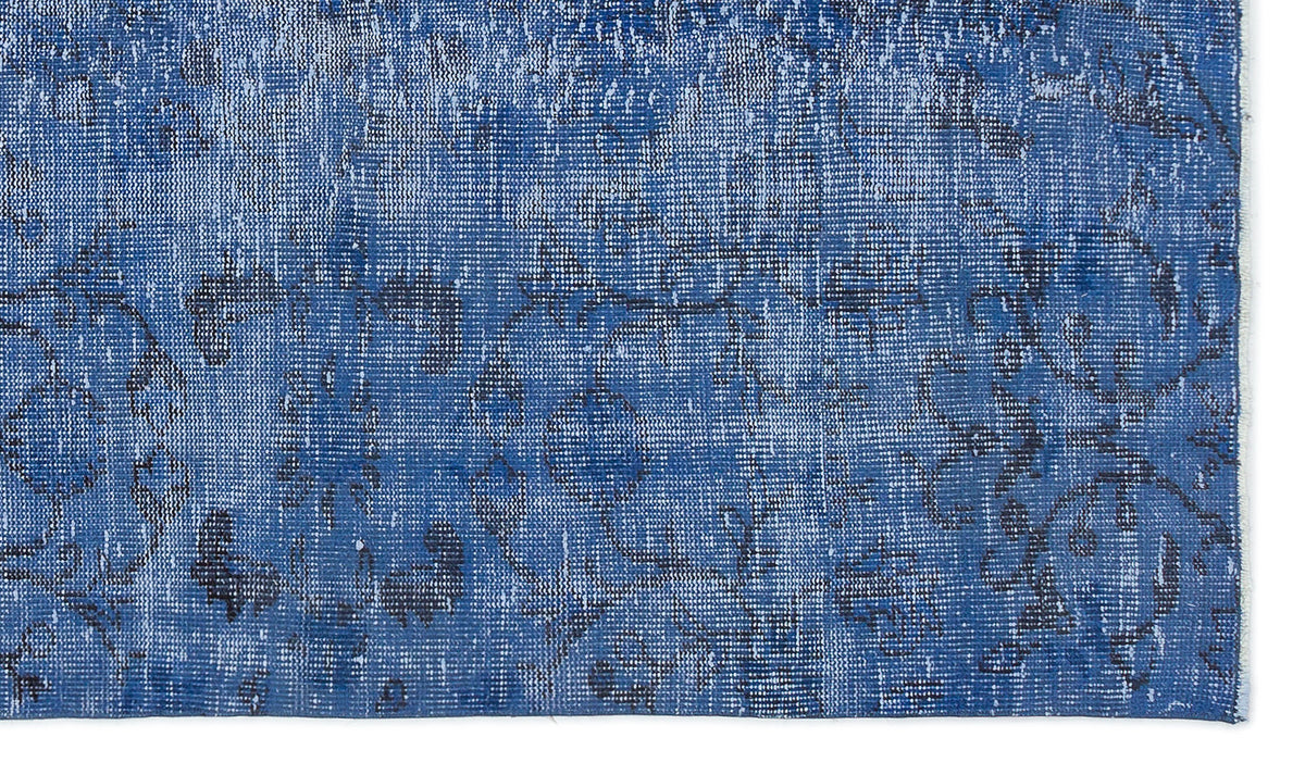 Blue Over Dyed Vintage Rug 4&#39;7&#39;&#39; x 7&#39;9&#39;&#39; ft 140 x 236 cm