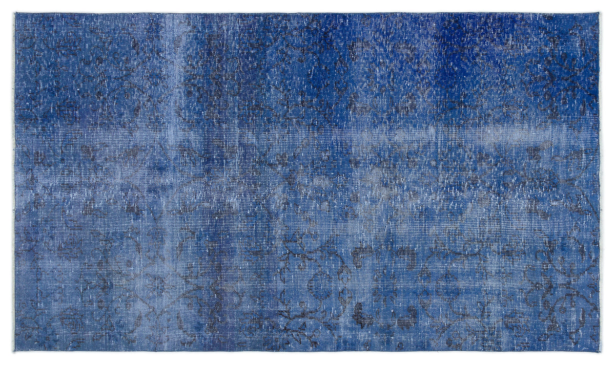 Blue Over Dyed Vintage Rug 4&#39;7&#39;&#39; x 7&#39;9&#39;&#39; ft 140 x 236 cm