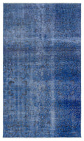 Blue Over Dyed Vintage Rug 4'7'' x 7'9'' ft 140 x 236 cm