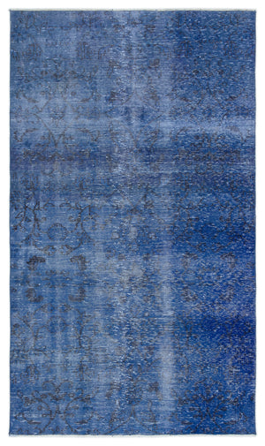 Blue Over Dyed Vintage Rug 4'7'' x 7'9'' ft 140 x 236 cm