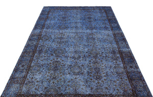 Blue Over Dyed Vintage Rug 5'3'' x 8'8'' ft 160 x 265 cm