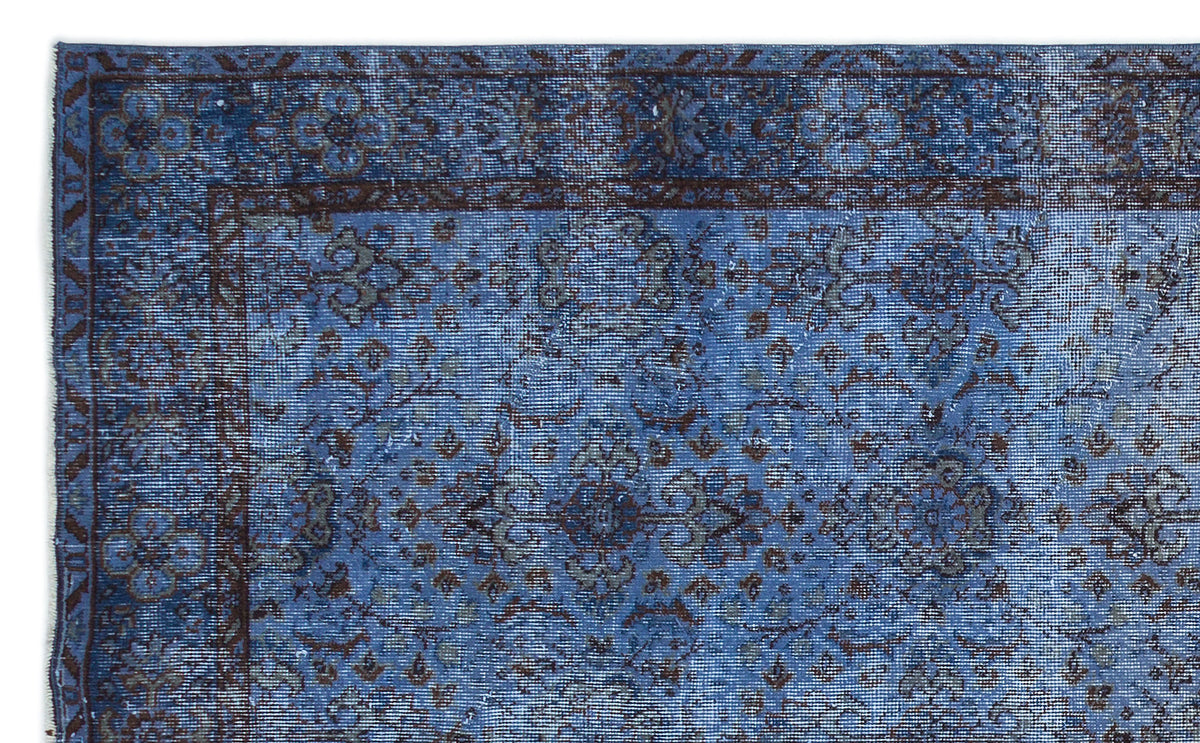 Blue Over Dyed Vintage Rug 5&#39;3&#39;&#39; x 8&#39;8&#39;&#39; ft 160 x 265 cm