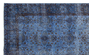 Blue Over Dyed Vintage Rug 5'3'' x 8'8'' ft 160 x 265 cm