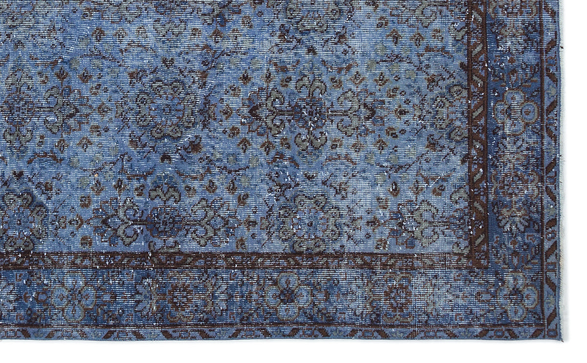 Blue Over Dyed Vintage Rug 5&#39;3&#39;&#39; x 8&#39;8&#39;&#39; ft 160 x 265 cm