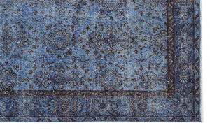 Blue Over Dyed Vintage Rug 5'3'' x 8'8'' ft 160 x 265 cm