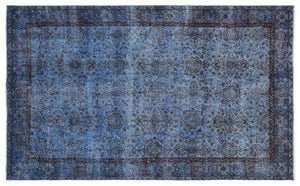 Blue Over Dyed Vintage Rug 5'3'' x 8'8'' ft 160 x 265 cm