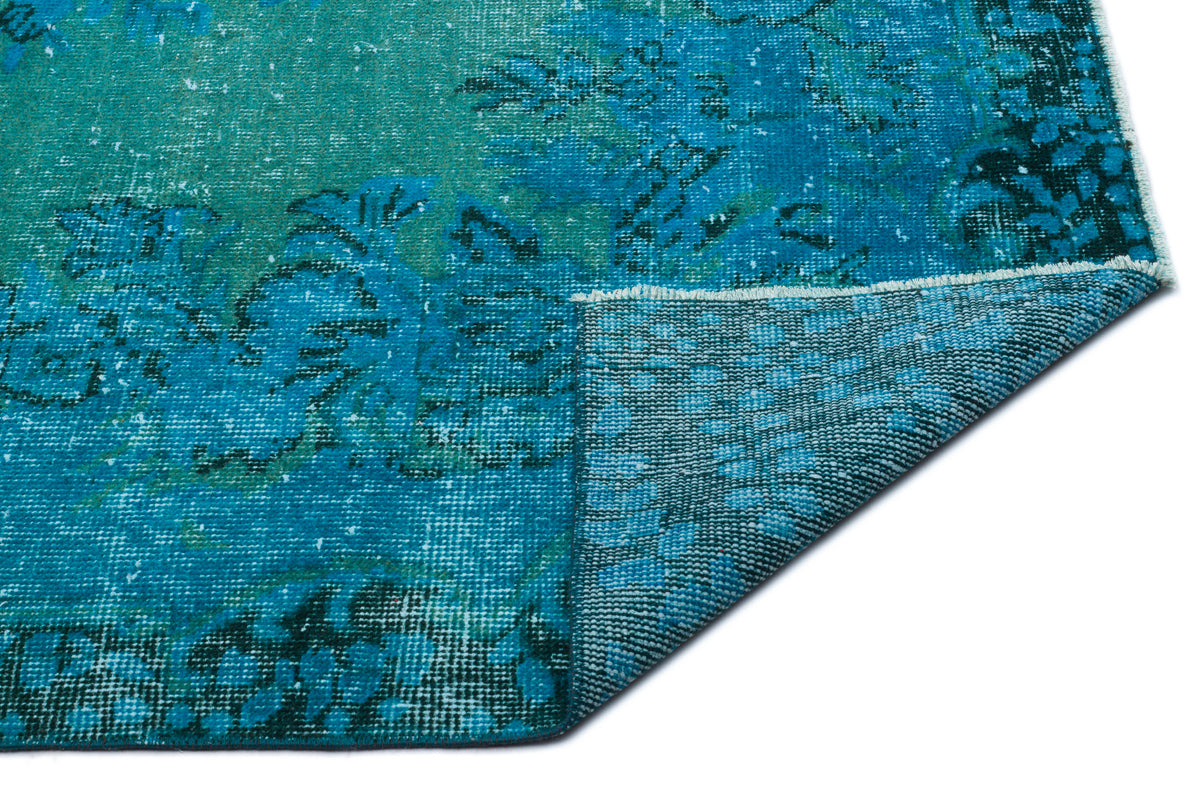 Turquoise  Over Dyed Vintage Rug 5&#39;9&#39;&#39; x 9&#39;8&#39;&#39; ft 174 x 294 cm