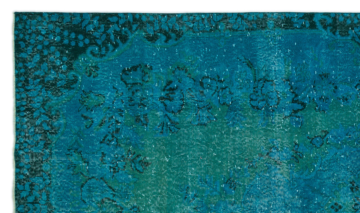 Turquoise  Over Dyed Vintage Rug 5&#39;9&#39;&#39; x 9&#39;8&#39;&#39; ft 174 x 294 cm