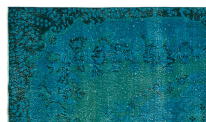 Turquoise  Over Dyed Vintage Rug 5'9'' x 9'8'' ft 174 x 294 cm