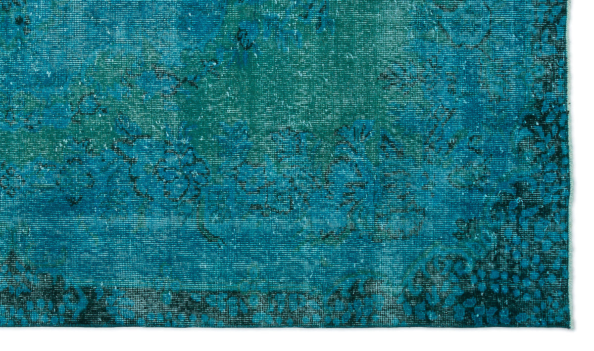 Turquoise  Over Dyed Vintage Rug 5&#39;9&#39;&#39; x 9&#39;8&#39;&#39; ft 174 x 294 cm