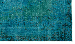 Turquoise  Over Dyed Vintage Rug 5'9'' x 9'8'' ft 174 x 294 cm