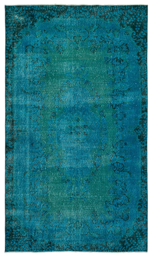 Turquoise  Over Dyed Vintage Rug 5'9'' x 9'8'' ft 174 x 294 cm