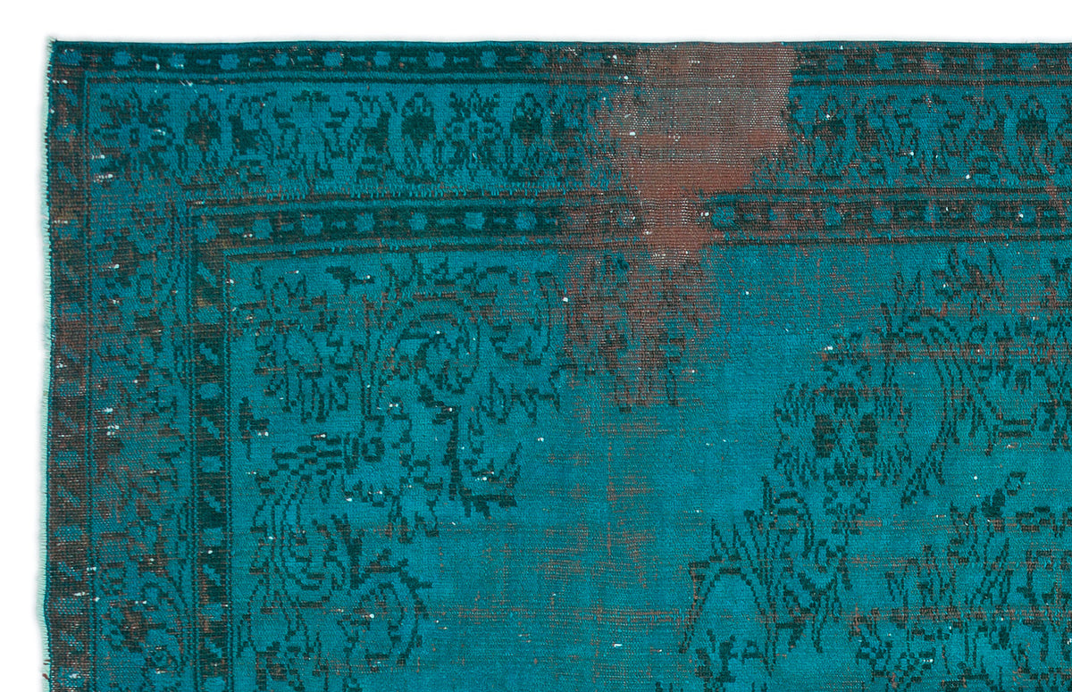 Turquoise  Over Dyed Vintage Rug 5&#39;9&#39;&#39; x 9&#39;3&#39;&#39; ft 175 x 282 cm