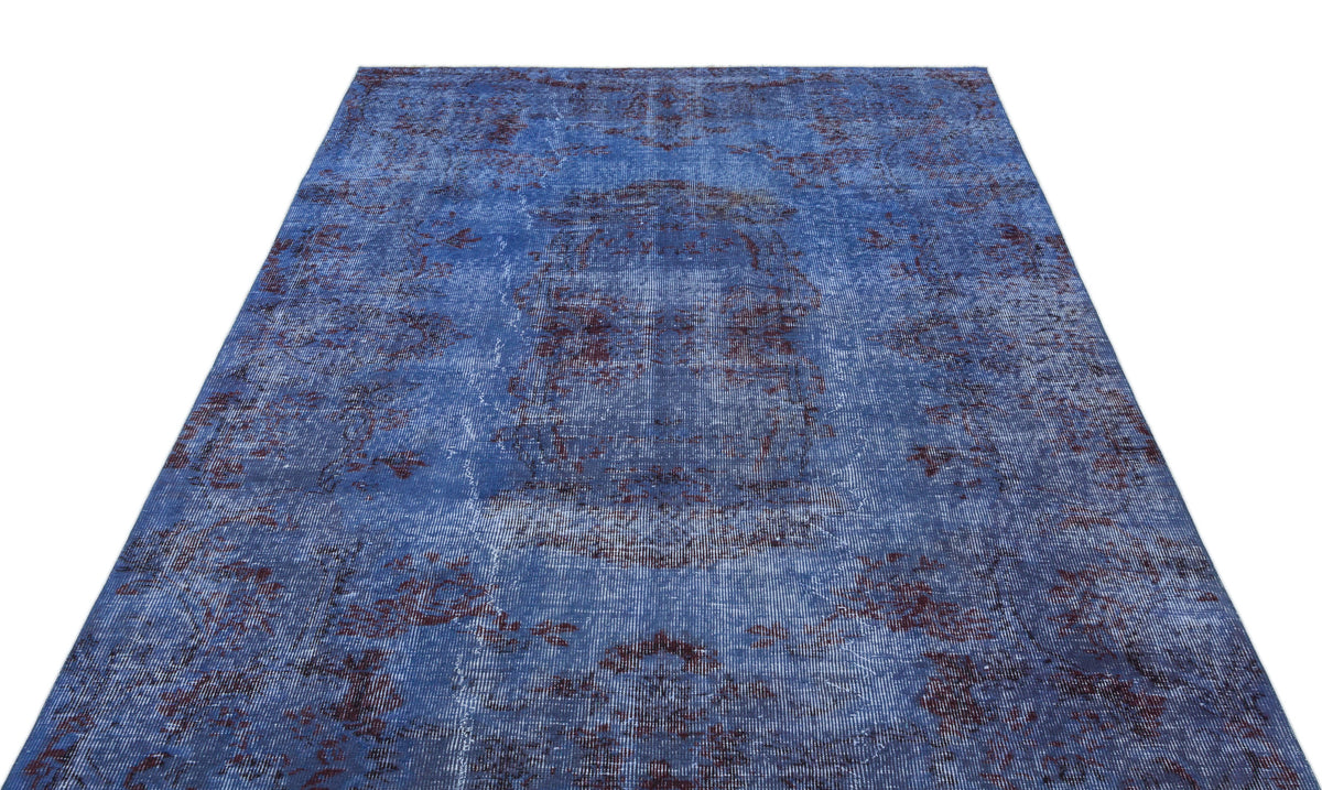 Blue Over Dyed Vintage Rug 5&#39;6&#39;&#39; x 8&#39;5&#39;&#39; ft 167 x 257 cm
