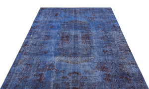 Blue Over Dyed Vintage Rug 5'6'' x 8'5'' ft 167 x 257 cm