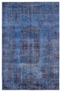Blue Over Dyed Vintage Rug 5'6'' x 8'5'' ft 167 x 257 cm