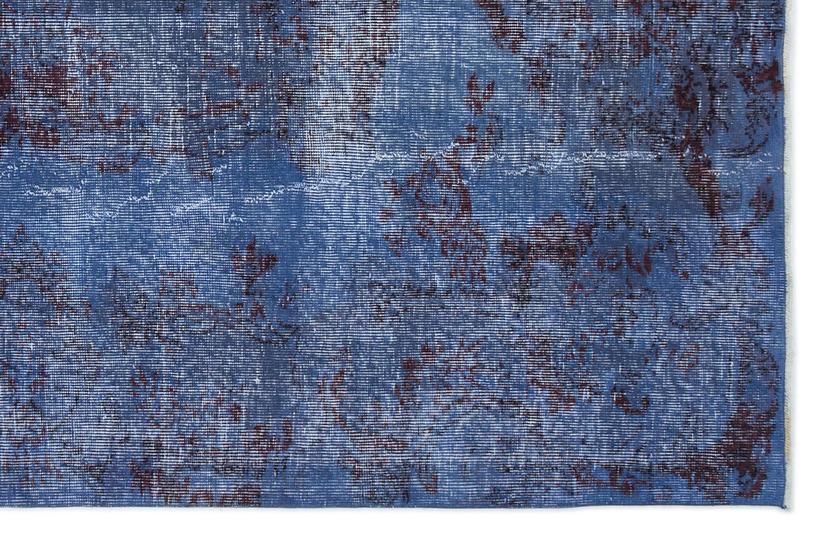 Blue Over Dyed Vintage Rug 5&#39;6&#39;&#39; x 8&#39;5&#39;&#39; ft 167 x 257 cm