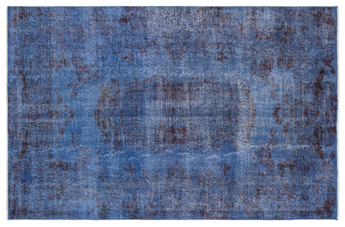 Blue Over Dyed Vintage Rug 5&#39;6&#39;&#39; x 8&#39;5&#39;&#39; ft 167 x 257 cm