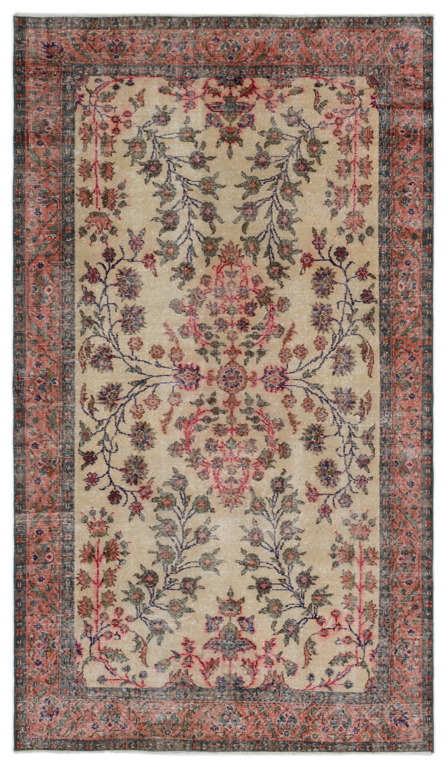 Naturel Over Dyed Vintage Rug 5'2'' x 9'2'' ft 158 x 280 cm