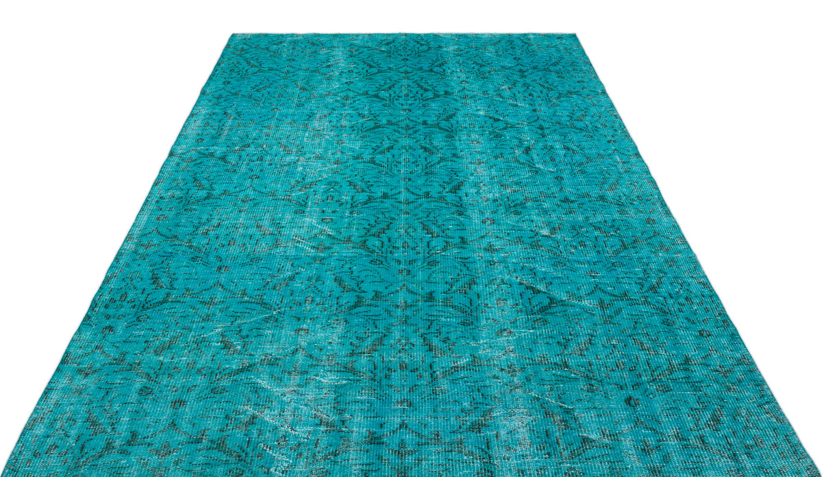 Turquoise  Over Dyed Vintage Rug 5&#39;10&#39;&#39; x 9&#39;3&#39;&#39; ft 178 x 282 cm