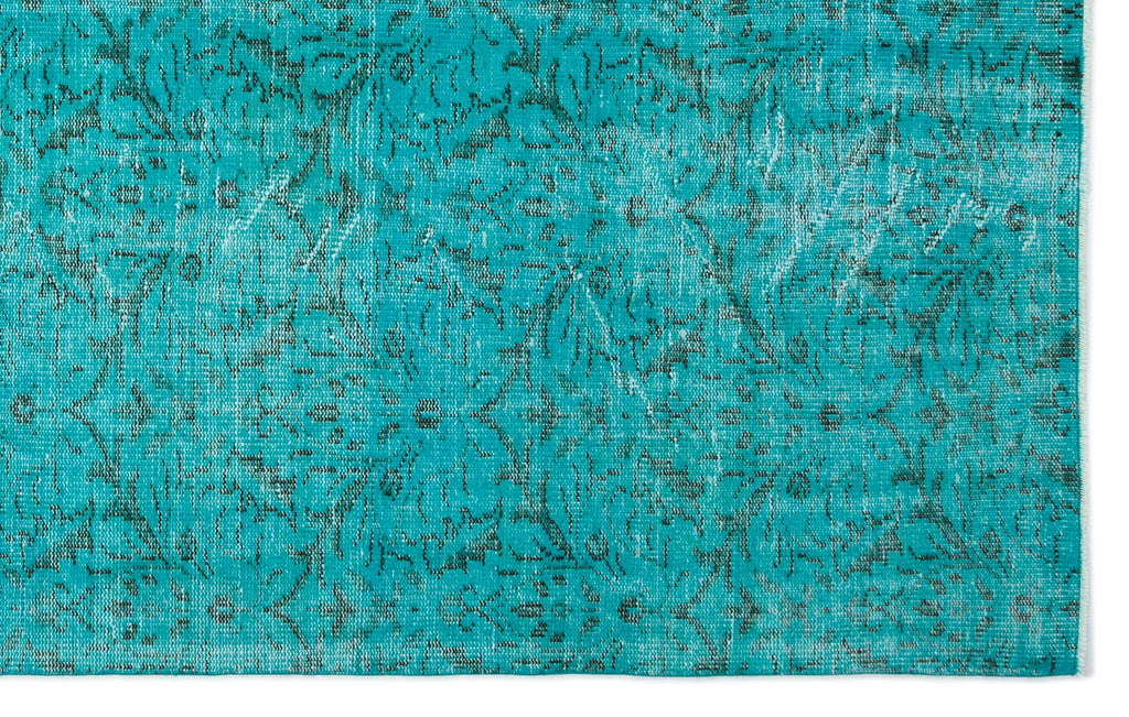 Turquoise  Over Dyed Vintage Rug 5'10'' x 9'3'' ft 178 x 282 cm